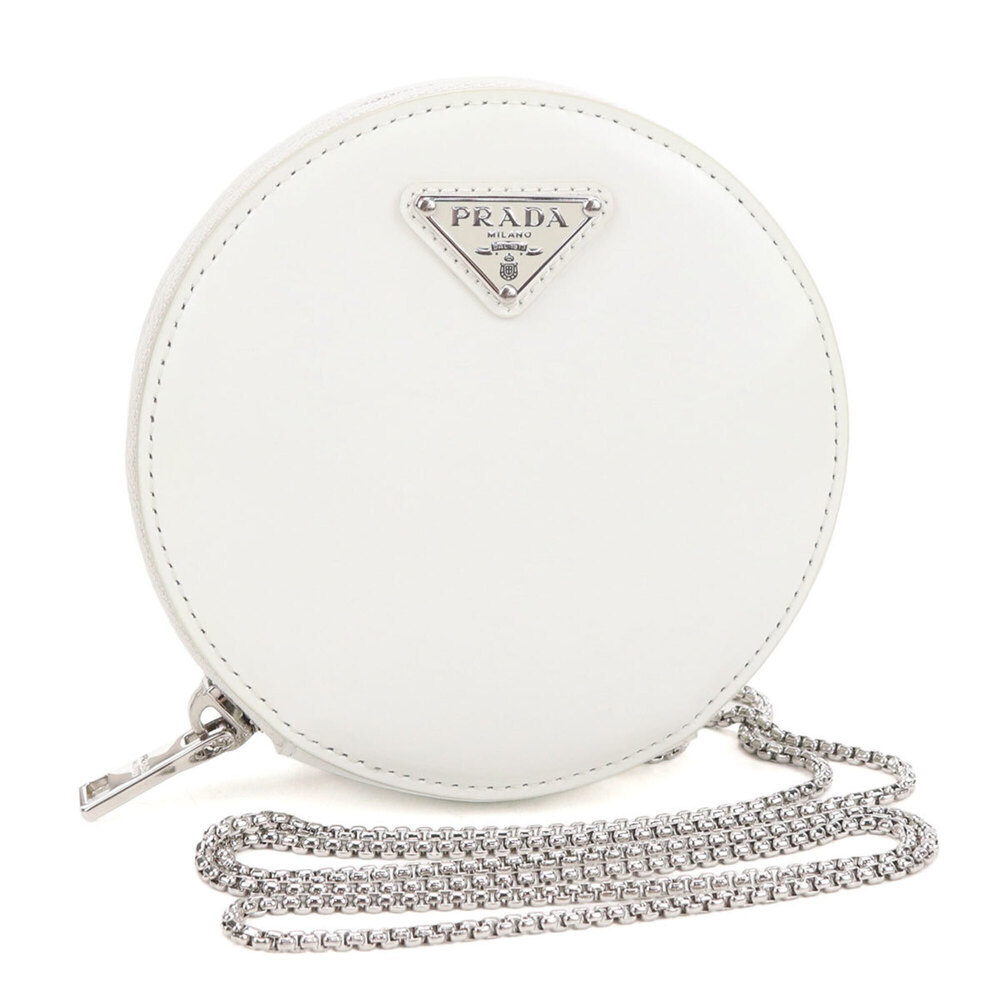 PRADA Prada Shoulder Bag 1NR003 Chain Triangle Logo Women's White